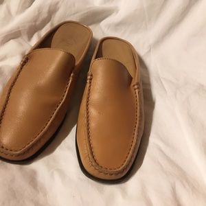 TODS leather tan loafers mules size 37